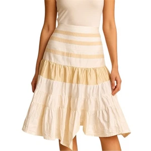 Falda midi de seda crema y tostada Seventy Y2K L - Imagen 1 de 11