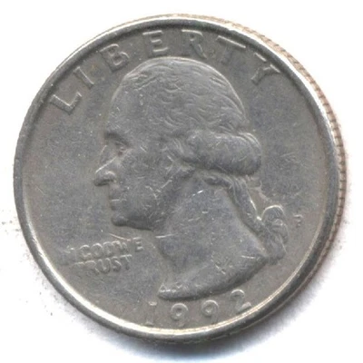1992 P WASHINGTON QUARTER  CIRCULATED 25 CENT AMERICAN  AUCTION COIN #683 - Image 1 of 2