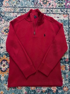 Polo Ralph Lauren Red Ribbed Estate Pullover Sweater Boy's Size Small (8) - Picture 1 of 6