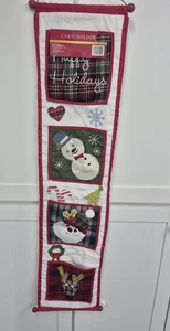 Nuevo con etiquetas Portatarjetas de Navidad 39"x9" Rojo Verde Papá Noel Muñeco de Nieve 4 Bolsillos - Imagen 1 de 9