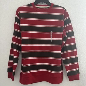 Old Navy Top Crewneck Boys XL(14) Striped L/S Red Brown Casual Streetwear NWOT - Picture 1 of 6