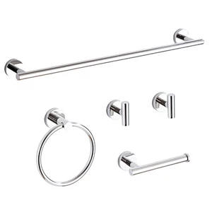 Chrome Bathroom Hardware Set 5 Piece with Towel Racks for Bathroom, SUS304 St... - Picture 1 of 7