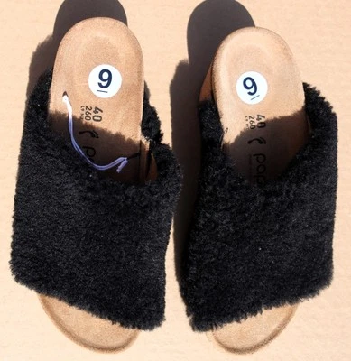 Papillio by Birkenstock Namica Teddy Shearling Black Wedge Shoes Size 9 NEW!!! - Image 1 of 4