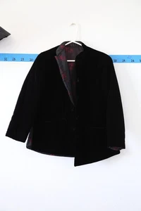 Asian style puffy Velour/Velvet Jacket smoking jacket lined brocade closure - Picture 1 of 4