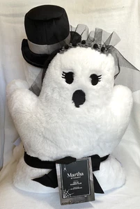 MARTHA STEWART Pelliccia Ecopelliccia Fantasmi MR & MRS CUSCINI HALLOWEEN (2) NUOVI CON ETICHETTE - Foto 1 di 2