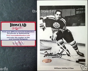 #1 WILLIE O'REE Signed 5x7 Boston Bruins Auto b/w Photo Ironclad COA Autograph - Picture 1 of 3