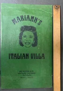 Menu Ristorante Vintage Mariann's Villa Italiana Montalvo Ventura California Meridionale - Foto 1 di 3