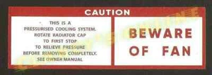  Holden Torana LC-LJ-LH-LX-UC fan warning decal. NEW. - Bild 1 von 1
