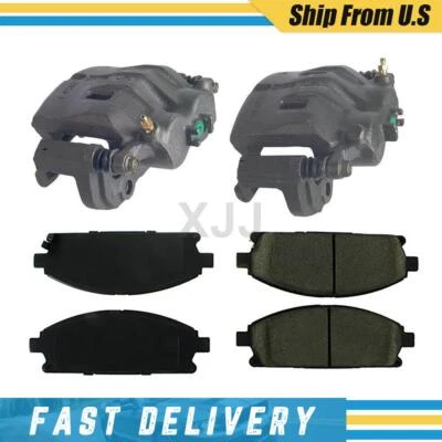 Pinzas de freno delanteras izquierda derecha y pastillas metálicas para Nissan Pathfinder 1999-1999 Foto 1 de 4