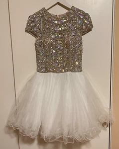TERANI COUTURE SHORT BEADED JEWELS EMBELLISHED COCKTAIL DRESS SIZE 4 - Picture 1 of 24