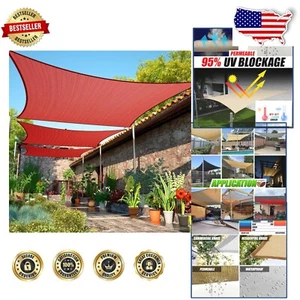 Elegant 6' x 14' Heavy Duty Red Shade Sail - UV Protection for Outdoor Spaces - Picture 1 of 9