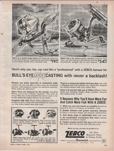 Original 1963 Zebco Fishing Reels Magazine Ad "Bull's-Eye Casting" - Picture 1 of 1