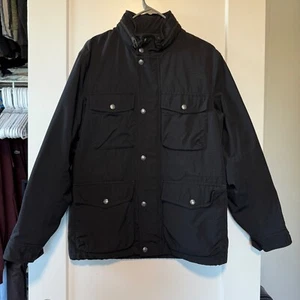 Coach Men's Size Small Black Field Coat Jacket 4-Pocket Cargo Nylon Zipper Hood - Picture 1 of 10