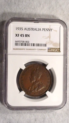 1935 Australia Penny NGC XF45 BN LIGHTLY CIRCULATED 1P Coin PRICED TO SELL! - Image 1 of 4