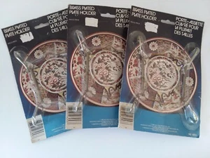 Lot of 3 Vintage 1982 Brass Plated Plate Holders Sizes Up To 11" NIP Sealed - Picture 1 of 3