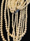 Vintage Multi Stran Faux Pearls Necklace - Multi Strands And Molded Pearls 22"