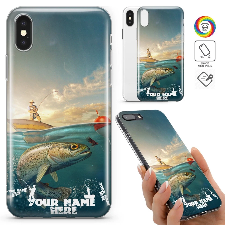 YOUR NAME PERSONALISED FISHING ANGLING CASE COVER IPHONE SAMSUNG GALAXY HUAWEI - Image 1 of 4