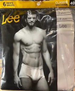 6-Pack Lee Mens Classic Brief 100% Cotton White - Picture 1 of 1