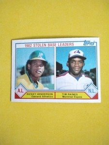 1983 Topps 1982 Stolen Base Leaders Rickey Henderson/ Tim Raines #704 - HOF