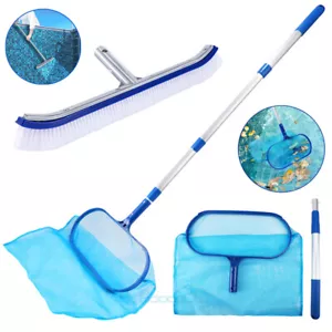 Swimming Pool Leaf Skimmer Net, Telescopic Pole, Fine Mesh Netting, Pool Brush - Picture 1 of 39