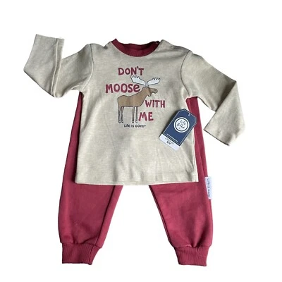 Nuevo con etiquetas Conjunto de 2 piezas Life is Good para bebé niño manga larga Don't Moose With Me 18M Foto 1 de 4