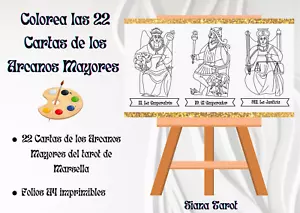Colorea las 22 Cartas de los Arcanos Mayores del Tarot de Marsella (Imprimible) - Imagen 1 de 3