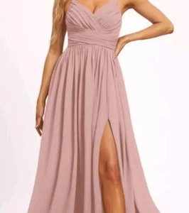 Neu mit Etikett Azazie Neckholder-Kleid - Größe A4 Dusty Rose Brautjungfer Hochzeit formell Maxi Abschlussball - Bild 1 von 7