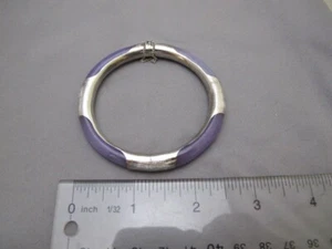 Vintage CHINO (?) PULSERA BRAZALETE CON BISAGRAS LAVANDA JADE Y Esterlina-6 3/4 Pulgadas - Imagen 1 de 9