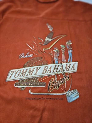 Tommy Bahama Mens Silk Embroidered Pelican Cigars Burnt Orange Shirt XXL - Image 1 of 4