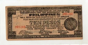 Philippine Bohol Province S137x Variations 1942 10 Pesos Wrong Serial Range Rare