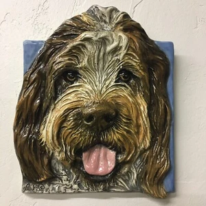 Italian Spinone Ceramic Dog Portrait Tile 3D bas-relief sculpture Alexander Art - Picture 1 of 4