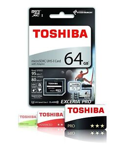 64GB Toshiba Micro SD Memory Card EXCERIA PRO With SD Adapter U3 4K- 95MB/s