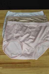 Breezies Set of 3 Nylon Microfiber Brief Panty-Nude/White/Pink-Large-NEW-A287799 - Picture 1 of 3