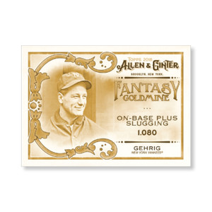 #FG-33 Lou Gehrig Gold #/10 made 5x7 2018 Topps Allen & Ginter Fantasy Goldmine