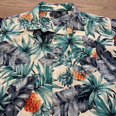 Van Heusen Air Pineapple Hawaiian Shirt Mens XXL Button Up S/S Cooling Wicking - Image 1 of 4