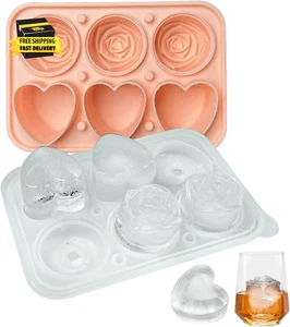 Rose Ice Cube Mold, Heart Shapes Ice Cube Tray, Silicone Ice Mold Fun Shapes wit - Picture 1 of 6