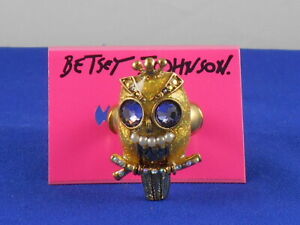 Betsey Johnson Goldtone Tzarina Princess Glitter Owl Stretch Ring $50
