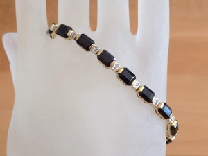 14k onyx diamond tennis bracelet LGL - Picture 1 of 10
