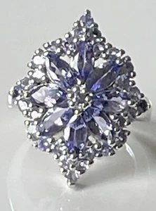 2,70 ct. t.w. Tansanit Blume geplatzt Ring in Sterlingsilber Größe 6 neu in Box 160 $ - Bild 1 von 7