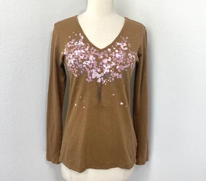 Life is Good Woman T-Shirt mittelbraun rosa Blumen Herz Blumenstrauß Bio Baumwolle - Bild 1 von 10