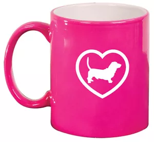 11 Unzen Keramik Kaffee Tee Becher Glas Tasse Basset Hund Herz - Bild 1 von 8