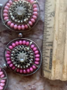 Lot (5)Vintage look Pink Medallion Charm Round Shaped Pendant Jewelry Crafting - Picture 1 of 6