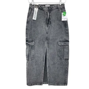 Falda vaquera LOVE, FIRE para mujer negra Acid Was cargo junior talla 11 abertura frontal nueva con etiquetas - Imagen 1 de 11