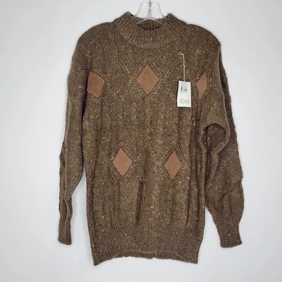Vintage Together! Suéter Pullover Para Mujer Pequeño Marrón Tejido con Cable Mezcla de Lana Foto 1 de 4