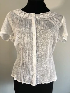 Croft Barrow Woman’s White Button Up Embroidered Patterned Shirt XL - Picture 1 of 7