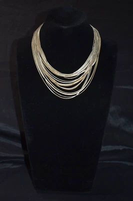 Collar Cadena Vintage CHICO’S Multistrand Tono Mezcla Metales 17" PESADO Foto 1 de 4