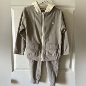 Mayoral 2-Piece Ivory Tan Lightweight Hoodie Zip Jacket Jogger Pant Set Size 4 - Picture 1 of 14