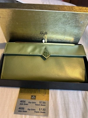 Carteira Vintage Feminina Kiss Lock Rolfs Carteira Couro Verde Jade Coy Cobra Clutch - Imagem 1 de 4