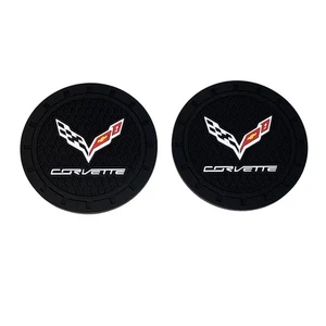 Portavasos Corvette Dos Posavasos Emblemado LOGO Goma Lavable Nuevo Sellado - Imagen 1 de 2