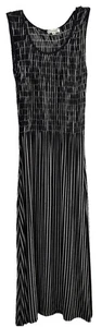 Max Studio Black & White Dress Optical Illusion Smocked Top Long Skirt XS - Picture 1 of 6